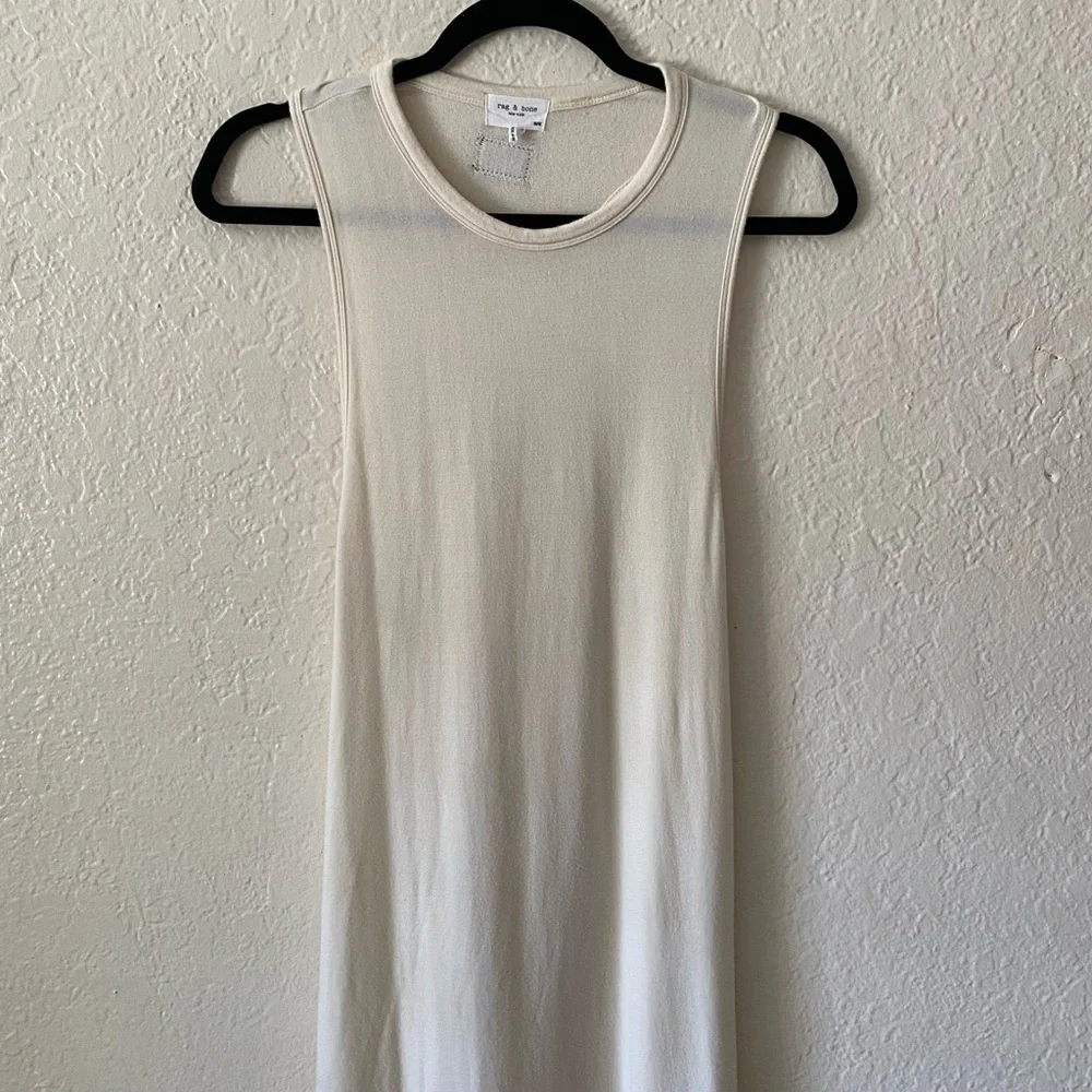 Rag & Bone Sydney Tank Dress Size M Cream Backless Maxi Slits The Row Inspired